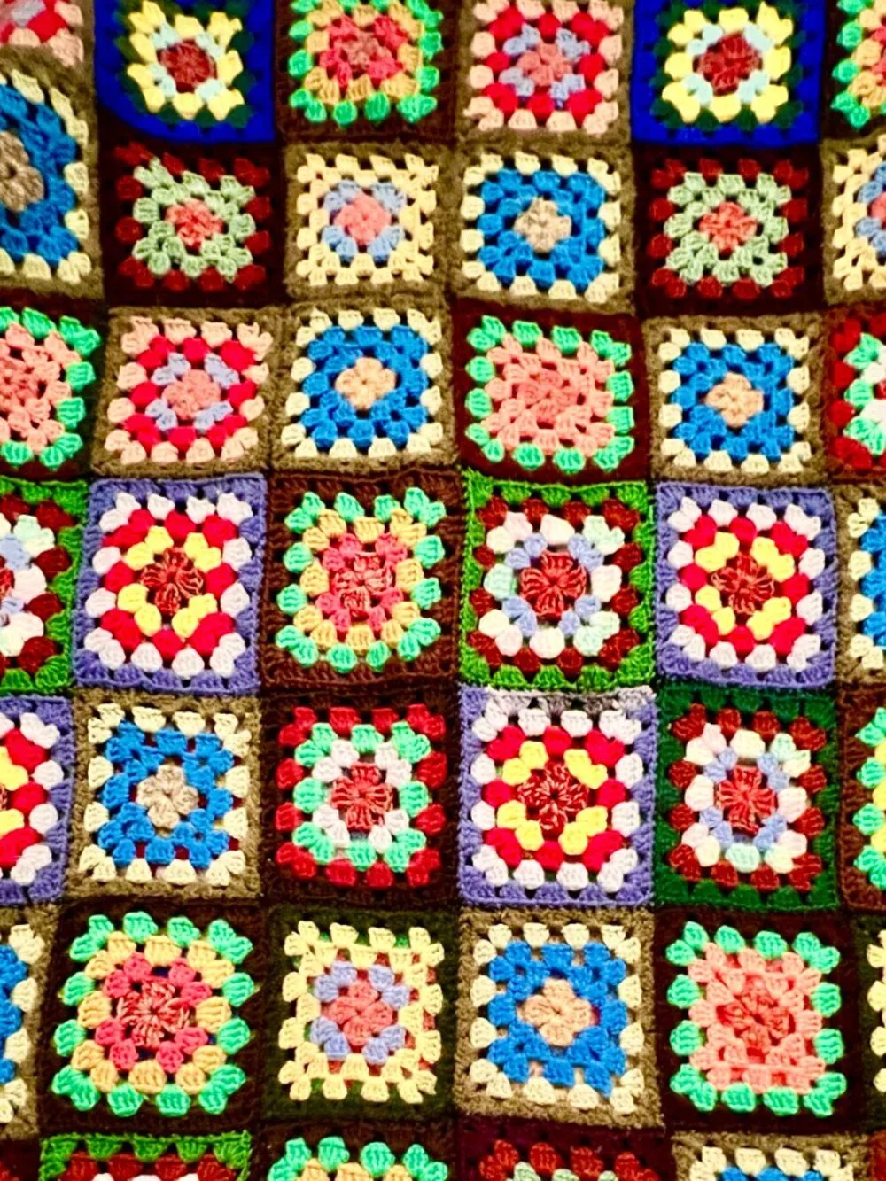 Handmade Vintage Granny Square Afghan 56